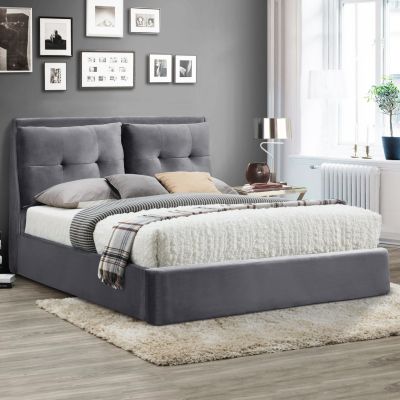 Bed Billie Velvet Grey with storage space for mattress 160x200 cm. HM582.11