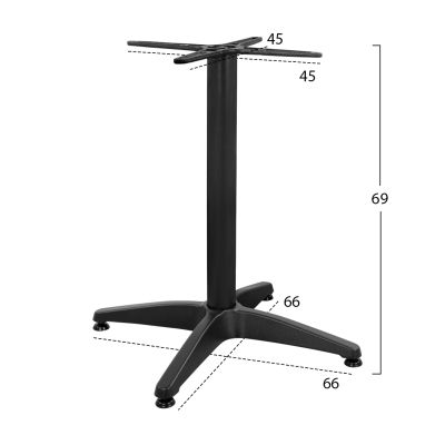 Алуминиева основа 4 крака 65x65x70cm с кръст 48x48cm HM448.03 Черен