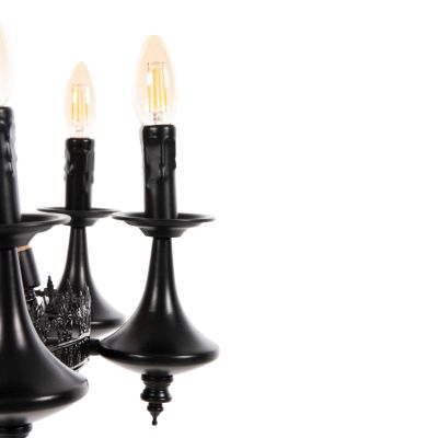 CEILING PENDANT 8-LIGHT HM4169 BLACK METAL-ROPE Φ66x131Hcm.