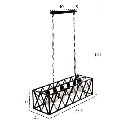 ПАНЕЛ HM4128 6LIGHTS-ЧЕРНА МЕТАЛНА РАМКА 77,5x25x101Hcm.