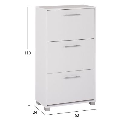 SHOE CABINET HM2221.05 3 LEVELS MELAMINE IN WHITE 62Χ24Χ110Hcm.