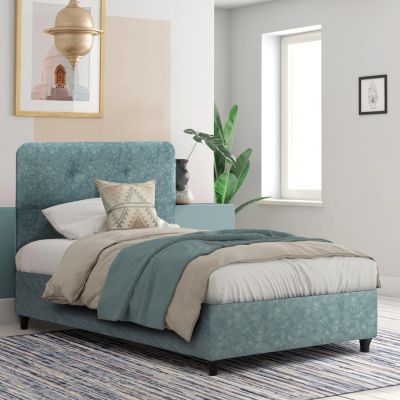 BED DOLORES HM649.27 T.NUBUCK FABRIC LIGHT GREEN 90X200