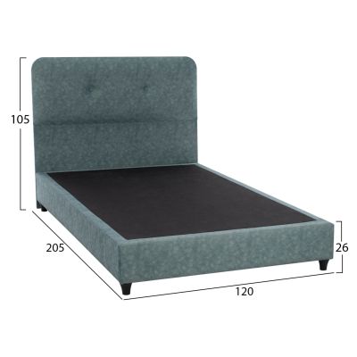 BED DOLORES HM649.27 T.NUBUCK FABRIC LIGHT GREEN 90X200