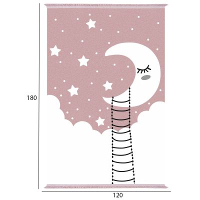 ДЕТСКИ КИЛИМ С РЕСНИ HM7679.18 ЛУННО РОЗОВ 120Χ180