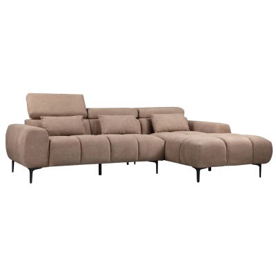 CORNER SOFA RIGHT DIVYA HM3267.01R SYNTHETIC SUEDE IN LIGHT BROWN 264x175x99Hcm.