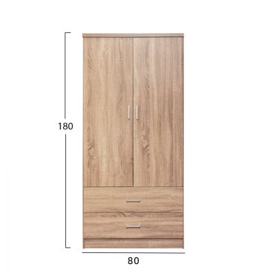 Wardrobe 2 Door with 2 drawers HM338.02 Sonama 80x42x181