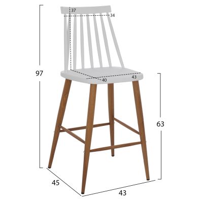 БАР СТОЛ HM9300.01 БЯЛ СРЕДНА ВИСОЧИНА 43x45x97Η