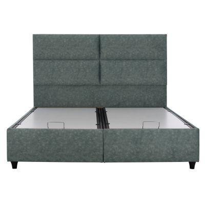 HM622.07 bed, nubuck-type green fabric, storage, 160x200