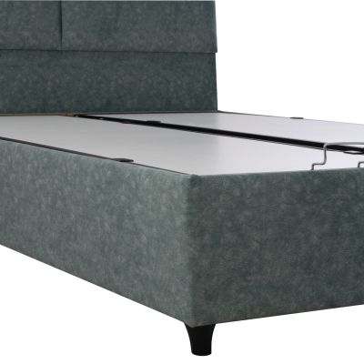 HM622.07 bed, nubuck-type green fabric, storage, 160x200