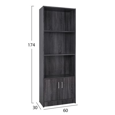 Melamine bookcase HM2269.01 grey color 60x30x174