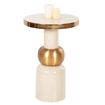 SIDE TABLE AMBUR HM4238.03 METAL IN ECRU-GOLD Φ40,5x62Hcm.