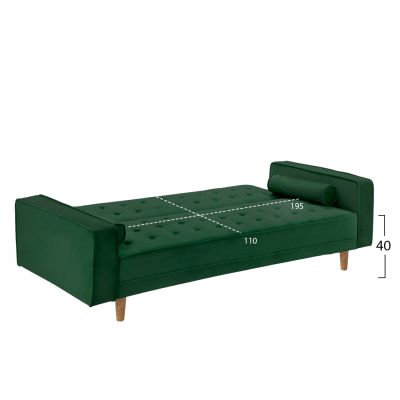 SOFA-BED SALVADOR HM3150.13 VELVET GREEN 224X88X84Y cm.