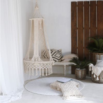 HAMMOCK ΗΜ9345 ECRU ROPE MACRAME Φ80X150Η