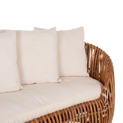 SOFA-LOUNGER LANTRY HM5991 NATURAL RATTAN- WHITE CUSHIONS 215x60x78Hcm.