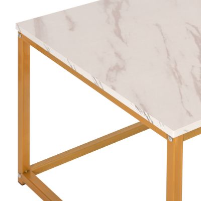 COFFEE TABLE SAFFRON HM8975.11 MELAMINE WHITE MARBLE LOOK-GOLD BASE 95x55x43.5Hcm.