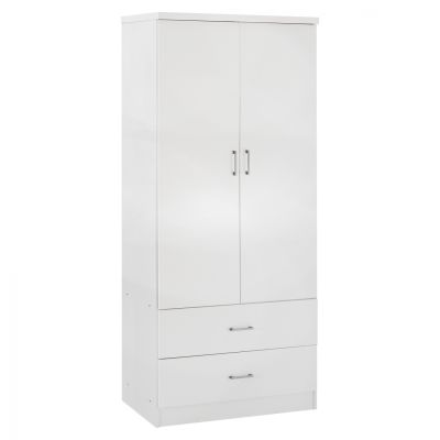 WARDROBE 2 DOORS WITH 2 DRAWERS HM338.05 WHITE 80Χ42,5Χ180,5Υ cm.