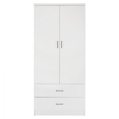 WARDROBE 2 DOORS WITH 2 DRAWERS HM338.05 WHITE 80Χ42,5Χ180,5Υ cm.