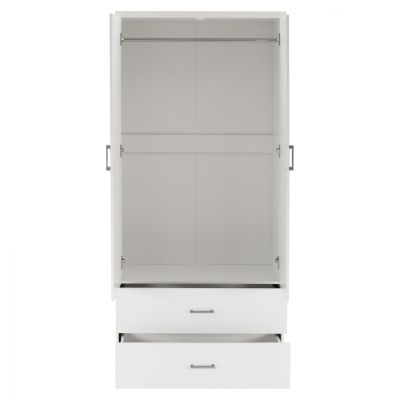 WARDROBE 2 DOORS WITH 2 DRAWERS HM338.05 WHITE 80Χ42,5Χ180,5Υ cm.