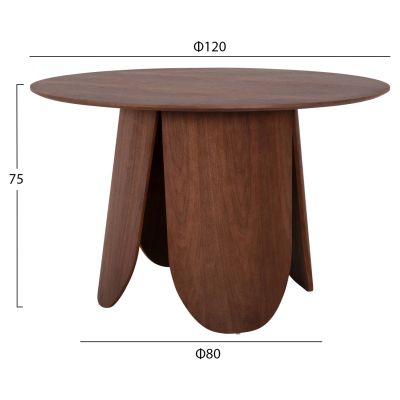 DINING ROUND TABLE DENTY HM9612.02 MDF WITH OAK VENEER-WALNUT COLOR Φ120x75Hcm.