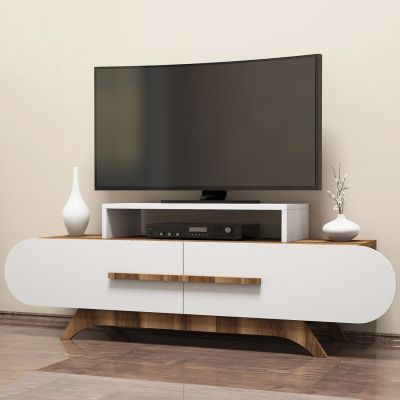 TV FURINITURE SET HM11854 MELAMINE IN WHITE-WALNUT