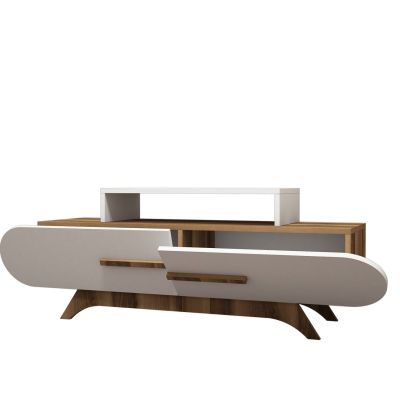 TV FURINITURE SET HM11854 MELAMINE IN WHITE-WALNUT