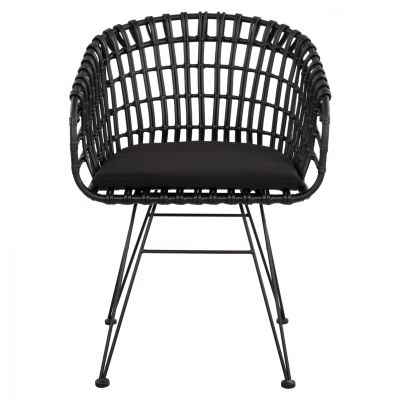 Фотьойл тип гнездо металик Allegra HM5456.02 Wicker Black 59x56.5x83cm