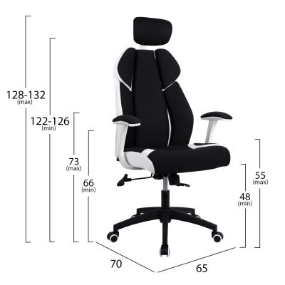 Мениджърски офис стол HM1086.02 в черно-бял цвят 65x70x128-132