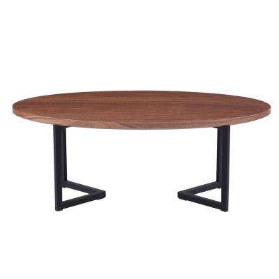 COFFEE TABLE HM9468.02 MDF WITH WALNUT WOOD VENEER TOP-METAL LEGS 120x60x45,5Hcm.