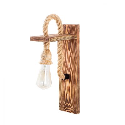 Wooden wall lamp with rope HM7303 11x18x40 cm.