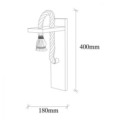 Wooden wall lamp with rope HM7303 11x18x40 cm.