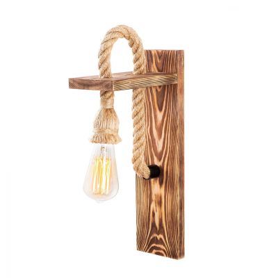 Wooden wall lamp with rope HM7303 11x18x40 cm.