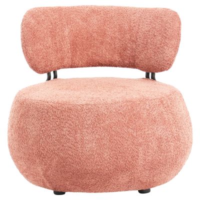 LOUNGE CHAIR ROUND KARSEN HM9598.02 PINK BOUCLE FABRIC 75x75x75H cm.