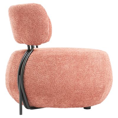 LOUNGE CHAIR ROUND KARSEN HM9598.02 PINK BOUCLE FABRIC 75x75x75H cm.