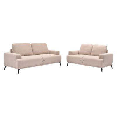 SOFA SET 2PCS TERIN HM6069.01 BEIGE FABRIC-BLACK METAL LEGS