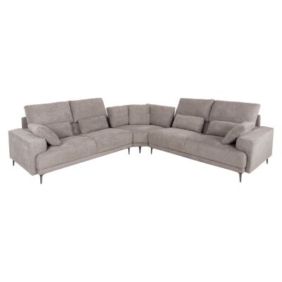 CORNER SOFA SYMMET HM3269.01 LIGHT GRAY FABRIC-GLOSSY ANTHRACITE LEGS 314x314x90-102Hcm.