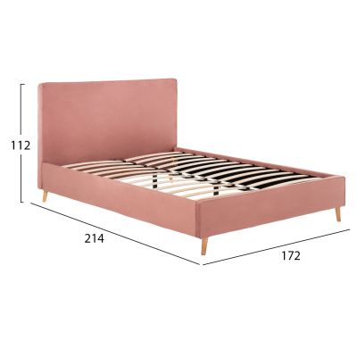 BED INDRA HM662.12 VELVET DUSTY PINK FOR MATTRESS 160x200cm.