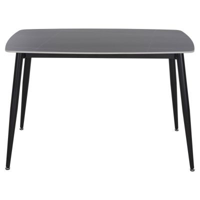 DINING TABLE RAVEN HM9854.02 CERAMIC TOP IN BLACK MARBLE-BLACK METAL LEGS 117,5x67,5x76Hcm.