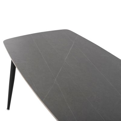 DINING TABLE RAVEN HM9854.02 CERAMIC TOP IN BLACK MARBLE-BLACK METAL LEGS 117,5x67,5x76Hcm.