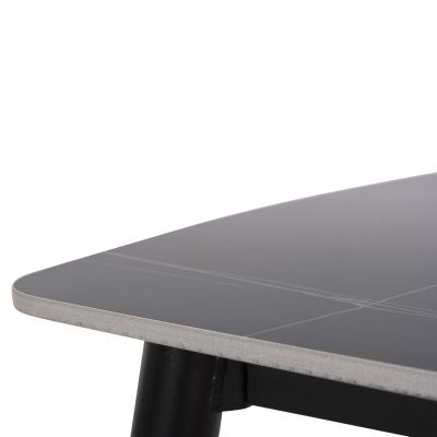 DINING TABLE RAVEN HM9854.02 CERAMIC TOP IN BLACK MARBLE-BLACK METAL LEGS 117,5x67,5x76Hcm.