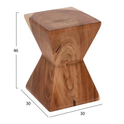 SIDE STOOL ANVIL HM9756 SUAR WOOD IN NATURAL  30x30x46Hcm.