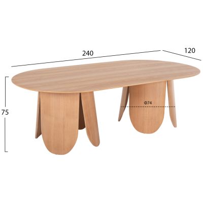 DINING TABLE OVAL DENTY HM9611.01 MDF WITH OAK VENEER-NATURAL OAK 240x120x75Hcm.