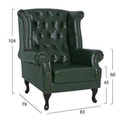 Armchair Chesterfield-type Polina, HM0053.08, Cypress Green PU 83x79x104 cm