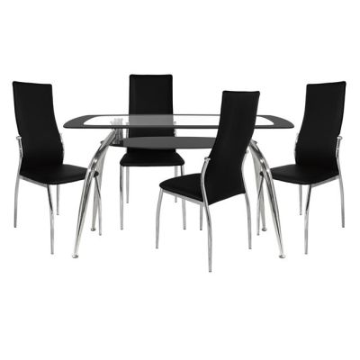 Set Dining Table 5 pieces Norris 120x75- Kim black HM10060.02