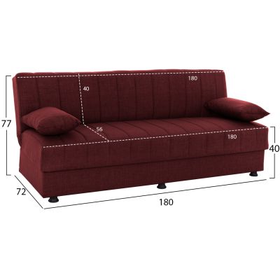 ANDRI HM3239.06, SOFA-BED, 3 SEATER, RED FABRIC