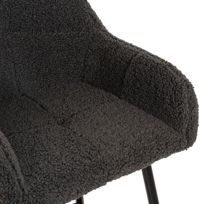 BAR STOOL MEDIUM HEIGHT STRIKE HM8592.01 GREY TEDDY FABRIC-BLACK METAL LEGS 50x50x94,5Hcm.