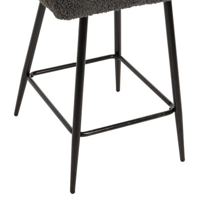 BAR STOOL MEDIUM HEIGHT STRIKE HM8592.01 GREY TEDDY FABRIC-BLACK METAL LEGS 50x50x94,5Hcm.