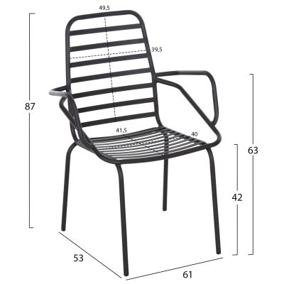 КРЕСЛО OUTDOOR FREE HM6045 МЕТАЛНО ЧЕРНО 61x53x87Hcm.