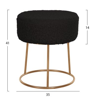 STOOL KARLO HM8411.24 BLACK BOUCLE FABRIC WITH GOLD BASE Φ35x41Hcm.