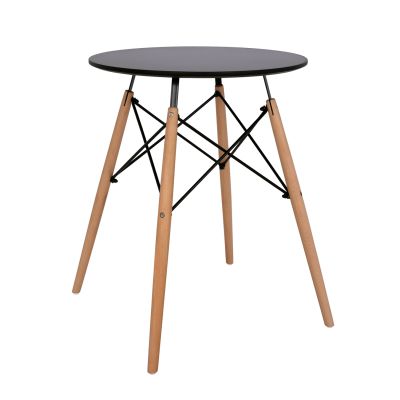 DINING TABLE ROUND MINIMAL HM0060.02 MDF IN BLACK COLOR-BEECH WOOD LEGS IN NATURAL COLOR Φ60Χ72Hcm.