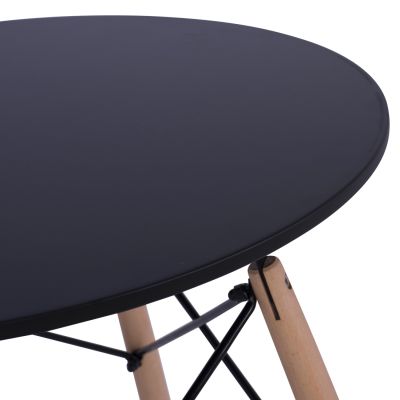 DINING TABLE ROUND MINIMAL HM0060.02 MDF IN BLACK COLOR-BEECH WOOD LEGS IN NATURAL COLOR Φ60Χ72Hcm.